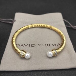 David Yurman Gold Cable Bracelet with Pearls 5mm